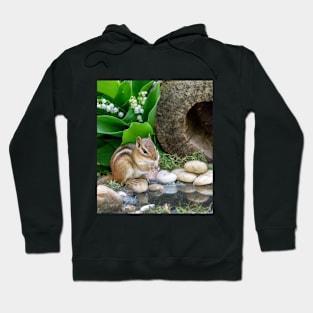 Chipmunk reflection in a tiny pond Hoodie